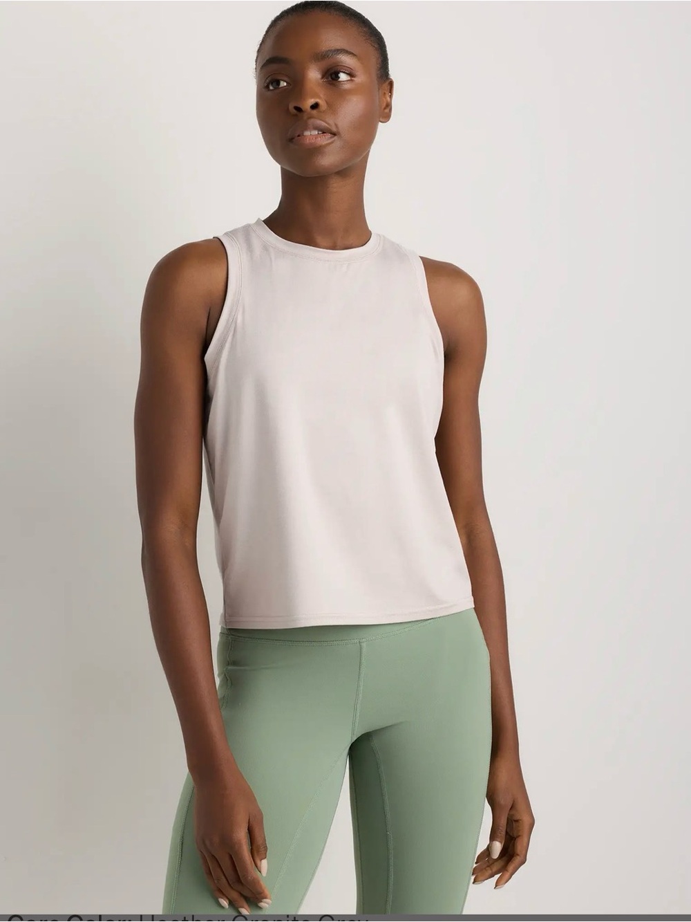 Quince Flowknit Breeze High-Neck Tank in heather shell pink